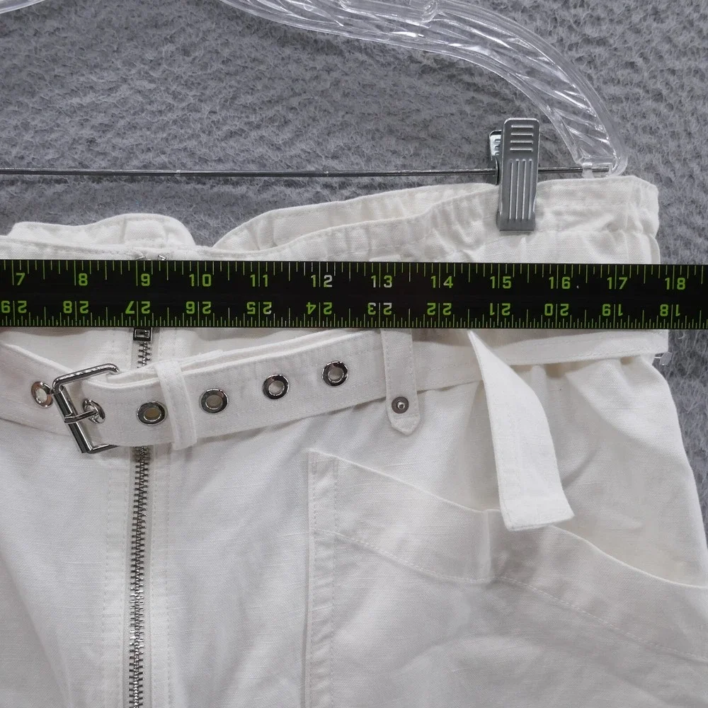 Banana Republic‎ Womens Ivory Cotton Linen Utility Paperbag Pants 16 NEW